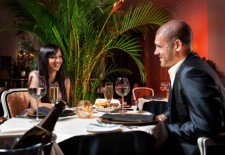 Beautiful couple at restaurant on romantic date